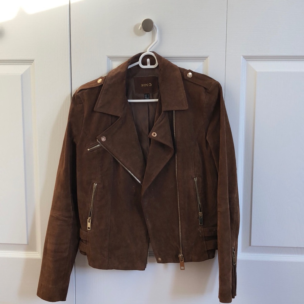 Mango Brown Suede Bomber Jacket